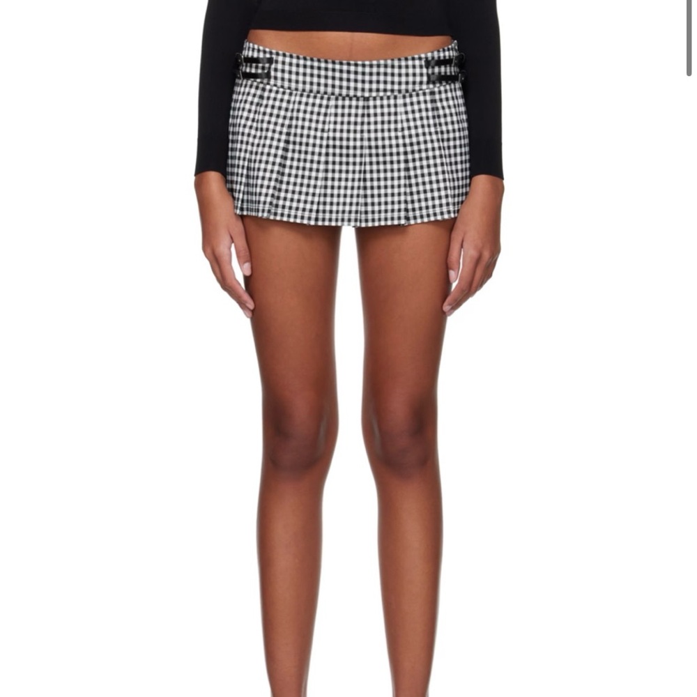 Miaou Black and White Checkered Mini Skirt